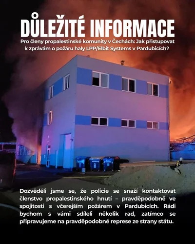 Prague4PalestineYouth reaguje na teroristický útok v Pardubicích.  