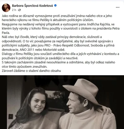 Proti zneužití otce se ohradila Barbora Kodetová. 