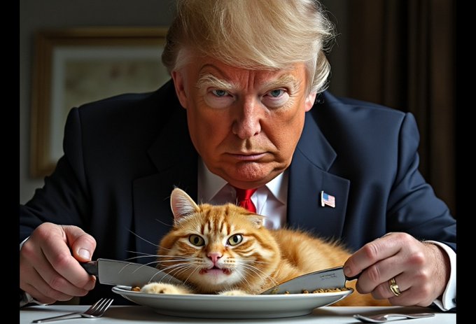 Trump podle vtipálků taky jí kočky.