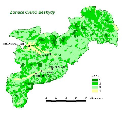 Mapa CHKO Beskydy