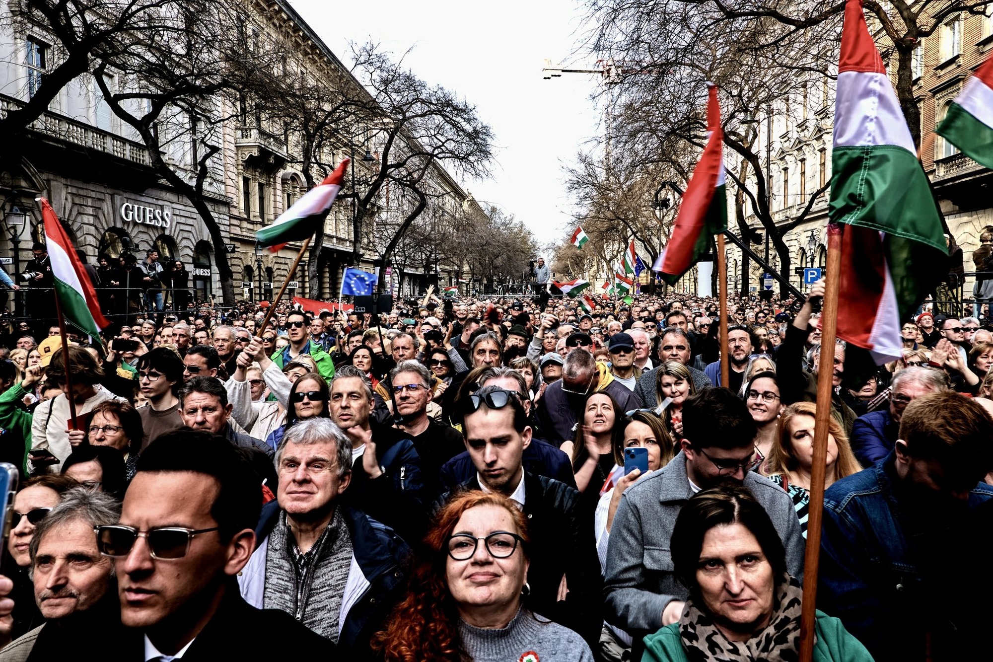 Včerejší protestní pochod v Budapešti.