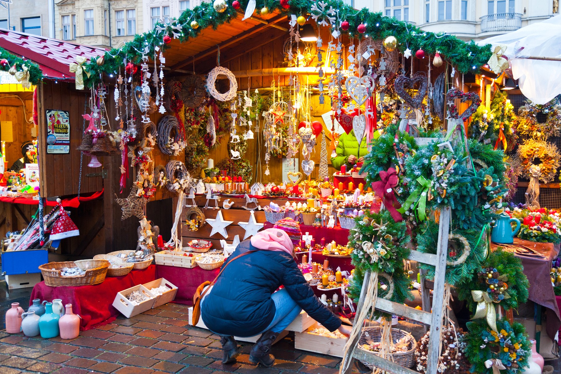 Stánek na vánočních trzích v Plzni