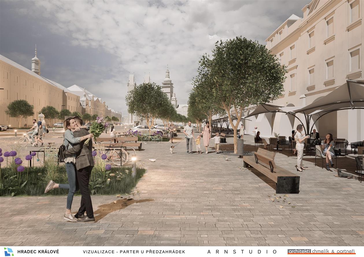 Vizualizace nové podoby Velkého náměstí v Hradci Králové.