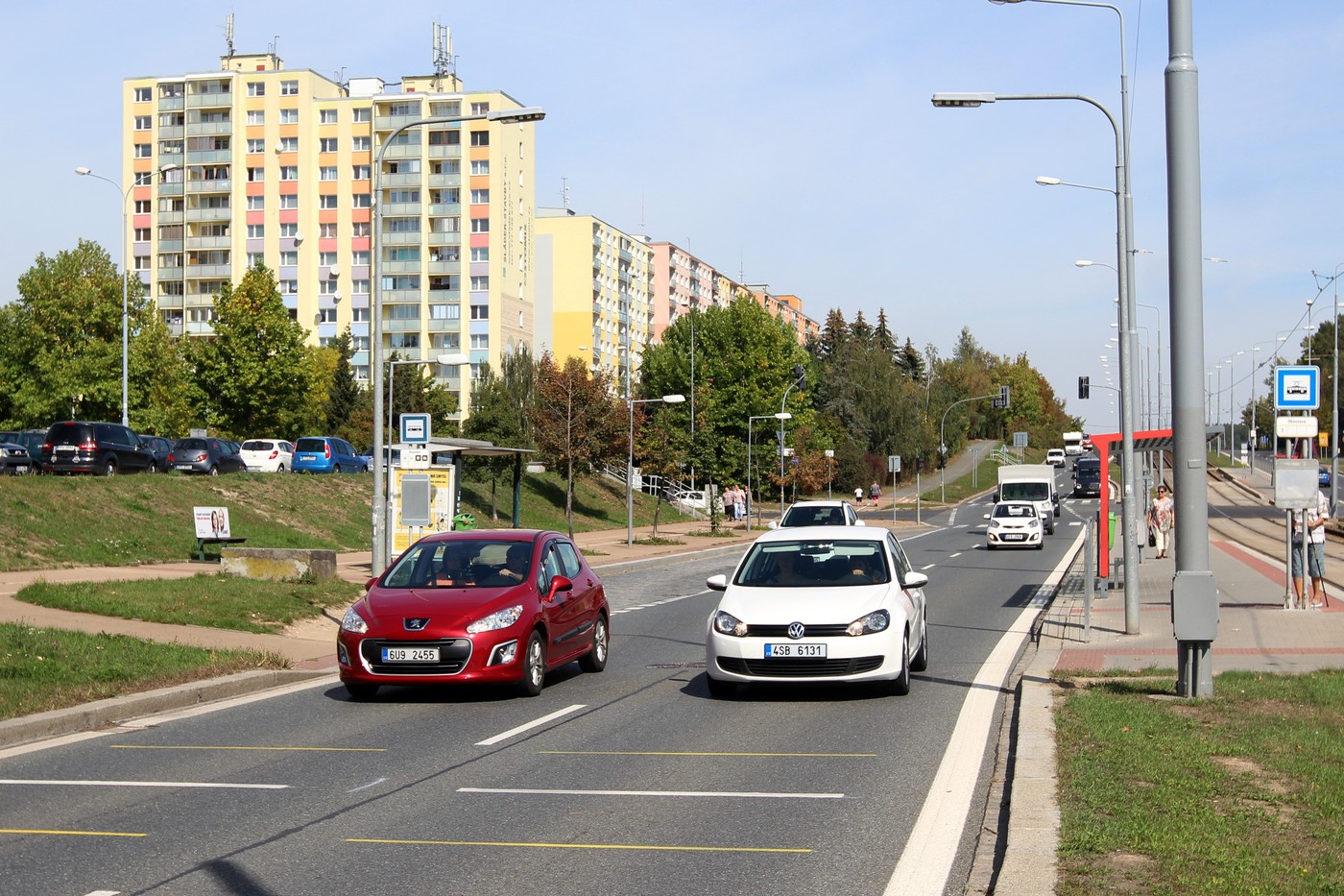 úsekové měření na Plaské třídě směrem do centra Plzně