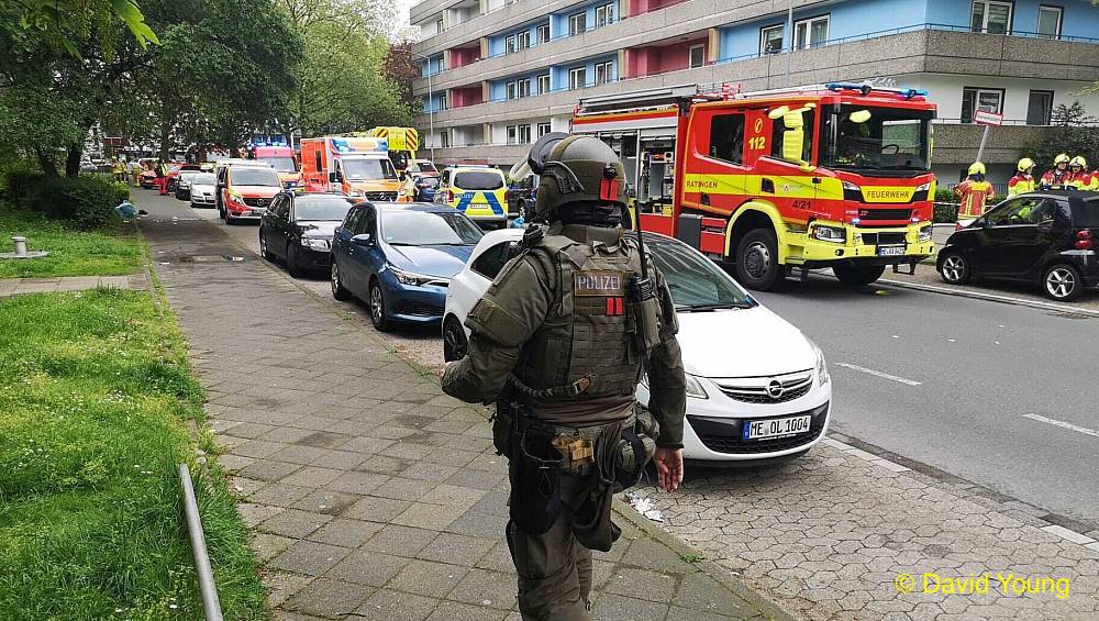 Zásah po výbuchu v Ratingenu.