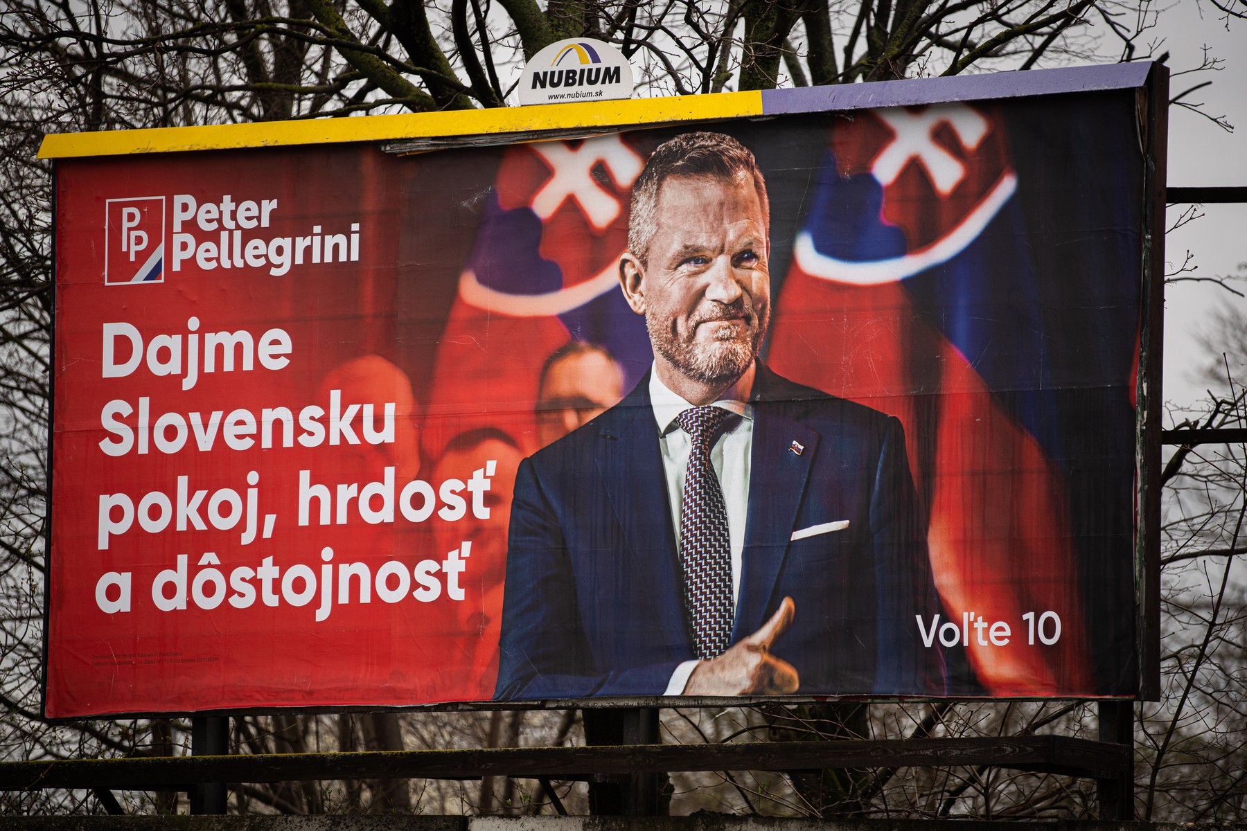 Volební billboard Petera Pellegriniho (12. 3. 2024)