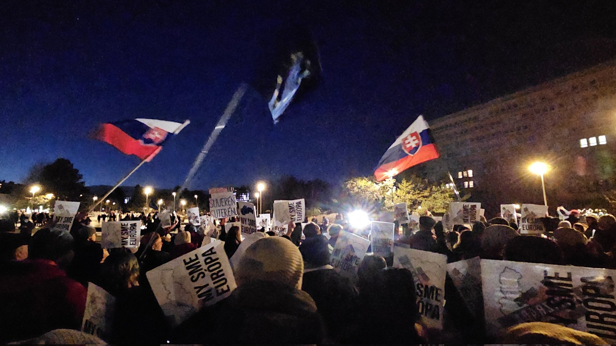 Dnešní protestní akce vůči vládě Roberta Fica.