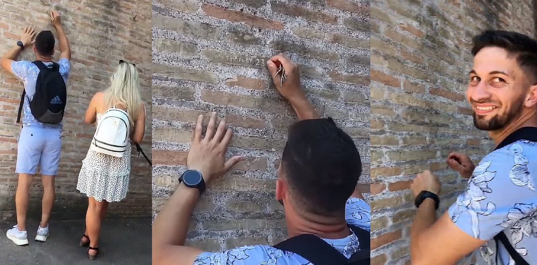 Turista vyryl jméno svoje a své snoubenky do zdi Kolosea.