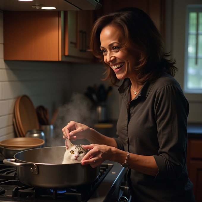 Část příspěvků přímo útočí na prezidentskou kandidátku Kamalu Harris.